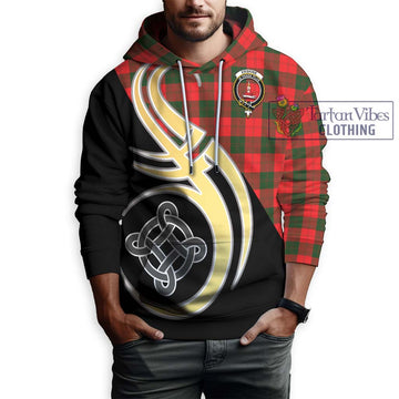 Erskine Modern Tartan Hoodie with Family Crest and Celtic Symbol Style