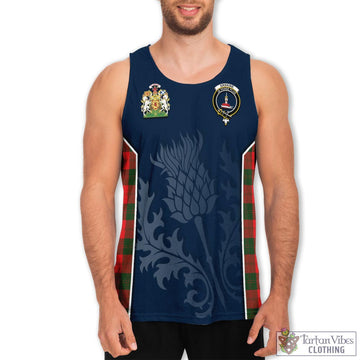 Erskine Modern Tartan Men's Tanks Top with Family Crest and Scottish Thistle Vibes Sport Style