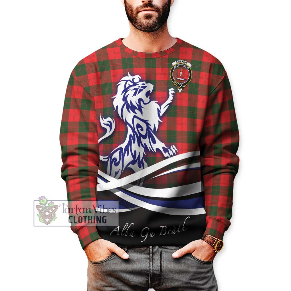 Erskine Modern Tartan Sweatshirt with Alba Gu Brath Regal Lion Emblem Unisex - Tartanvibesclothing Shop