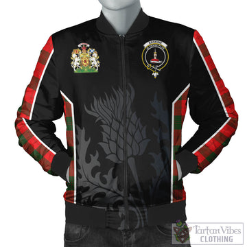 Erskine Modern Tartan Bomber Jacket with Family Crest and Scottish Thistle Vibes Sport Style