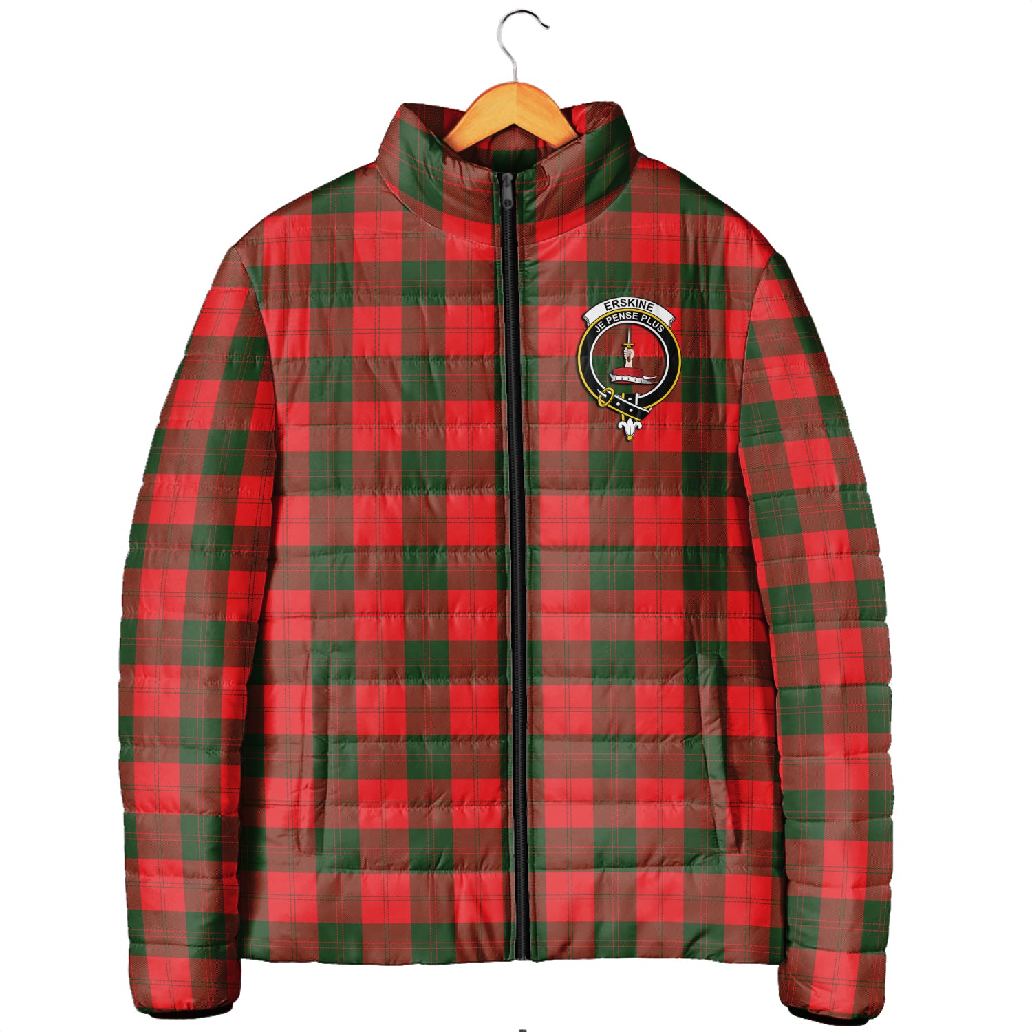 Erskine Modern Tartan Padded Jacket with Family Crest Men's Padded Jacket - Tartan Vibes Clothing