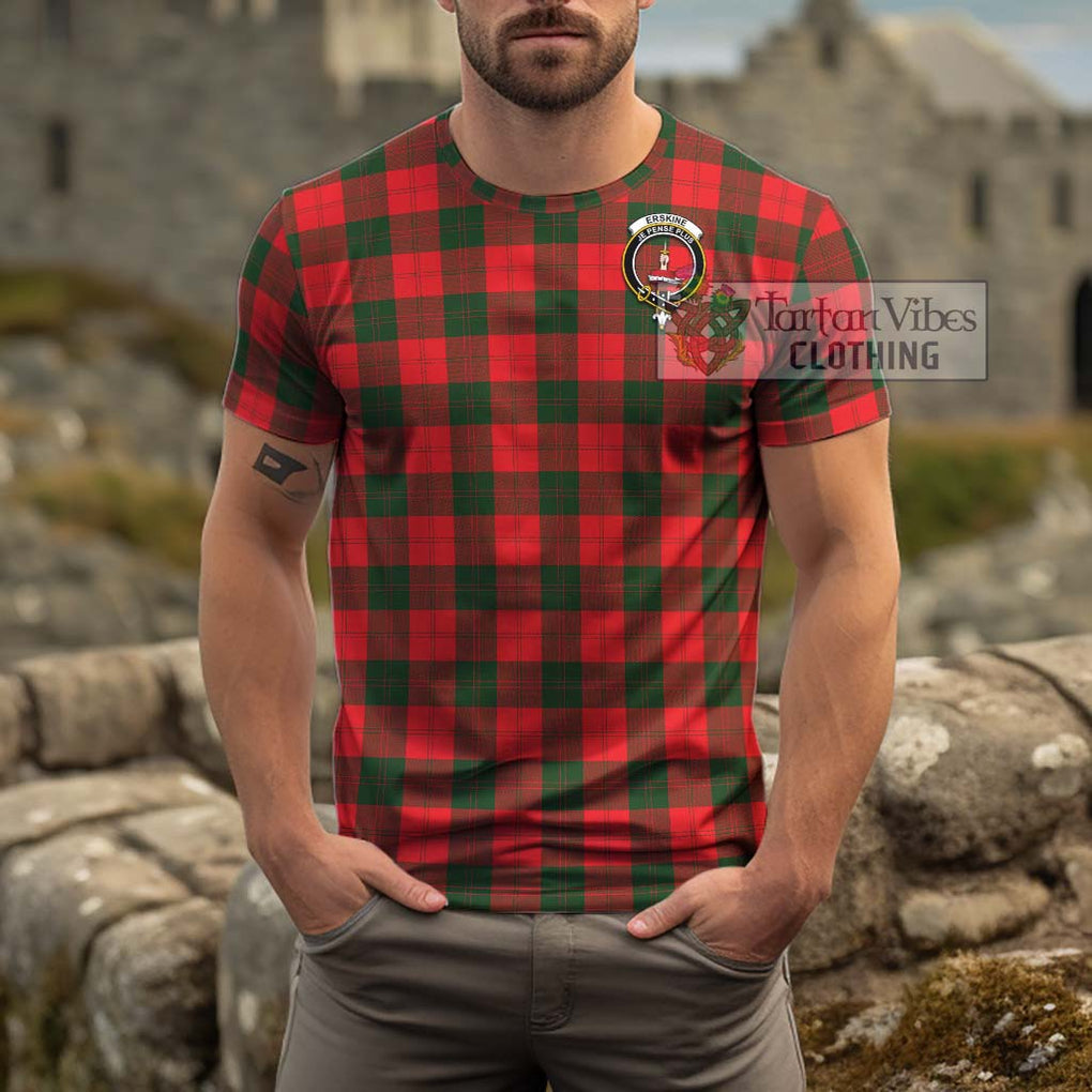 Erskine Modern Tartan Cotton T-Shirt with Family Crest Men's Shirt - Tartanvibesclothing Shop