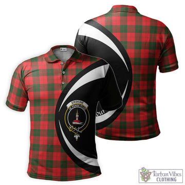 Erskine Modern Tartan Men's Polo Shirt with Family Crest Circle Style