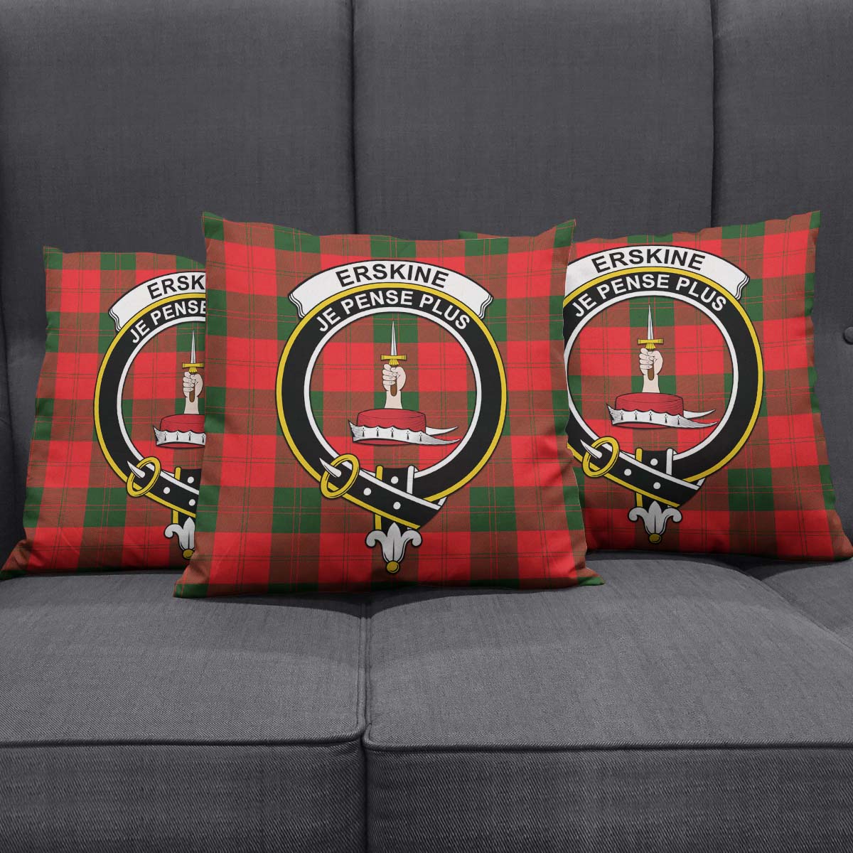 Erskine Modern Tartan Pillow Cover with Family Crest Square Pillow Cover - Tartanvibesclothing