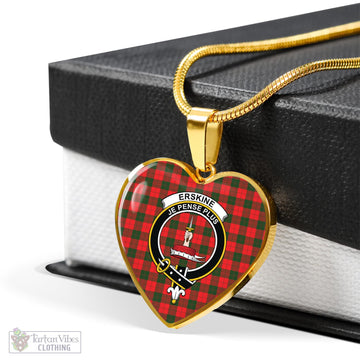 Erskine Modern Tartan Heart Necklace with Family Crest