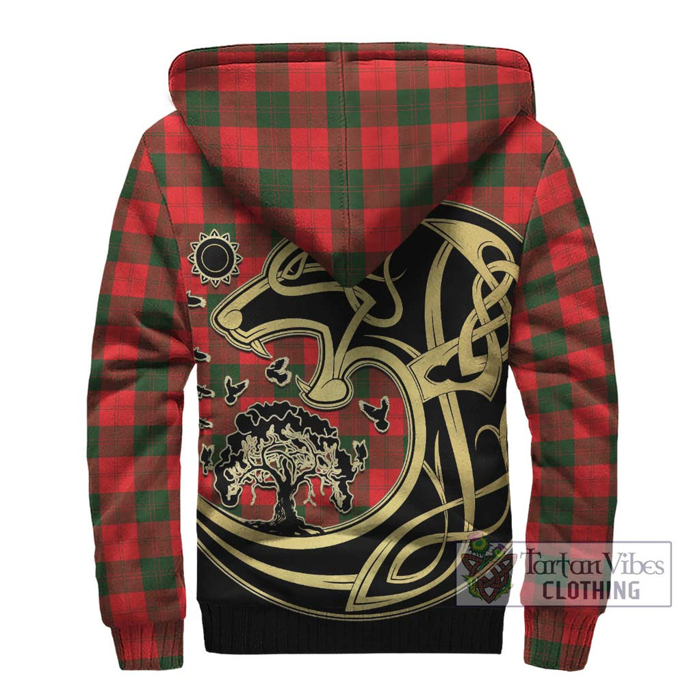 Erskine Modern Tartan Sherpa Hoodie with Family Crest Celtic Wolf Style - Tartan Vibes Clothing