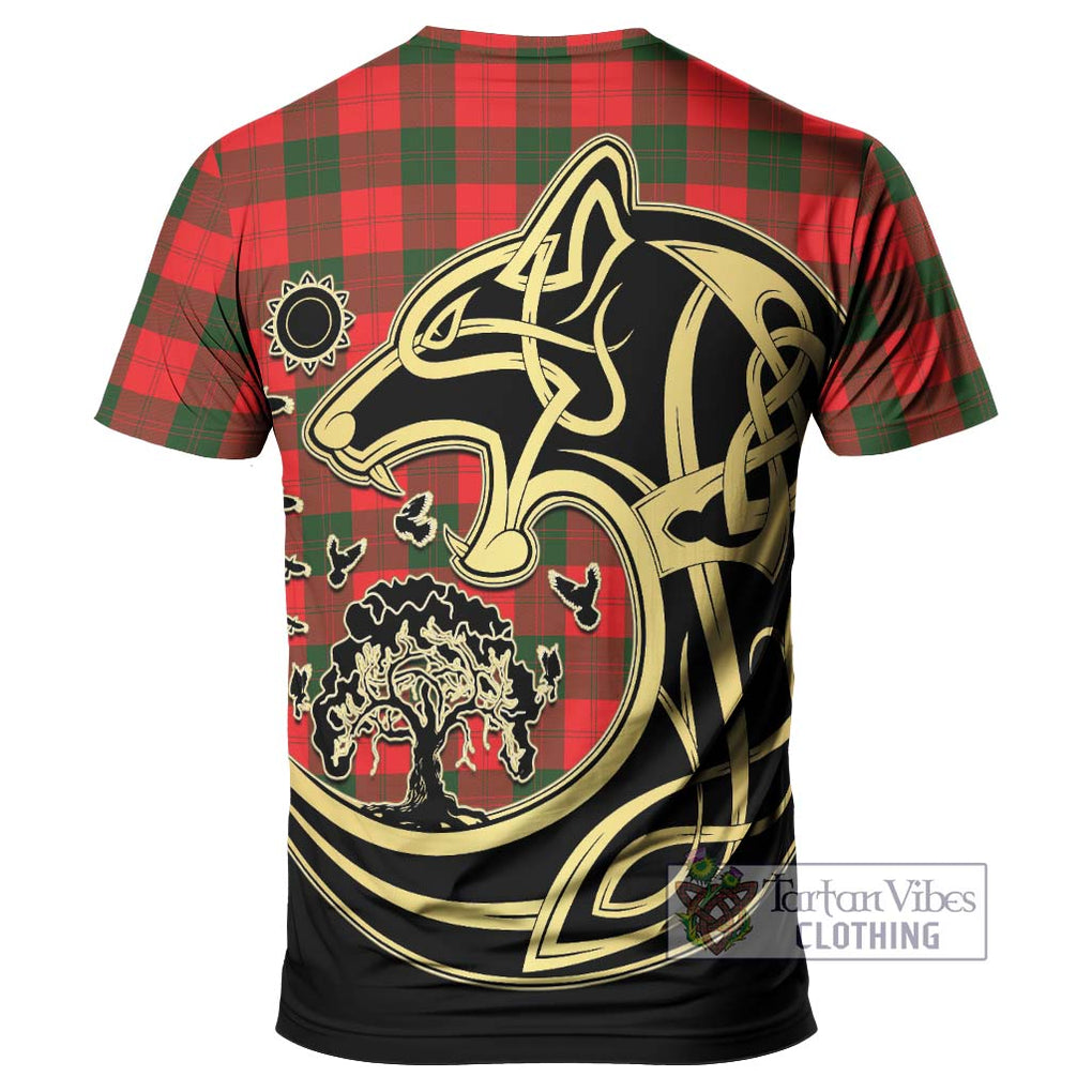 Erskine Modern Tartan T-Shirt with Family Crest Celtic Wolf Style - Tartan Vibes Clothing