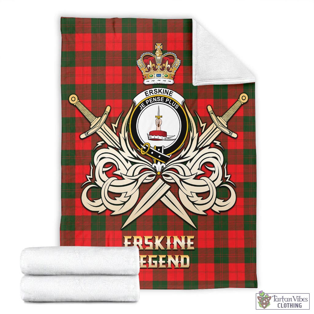 Tartan Vibes Clothing Erskine Modern Tartan Blanket with Clan Crest and the Golden Sword of Courageous Legacy