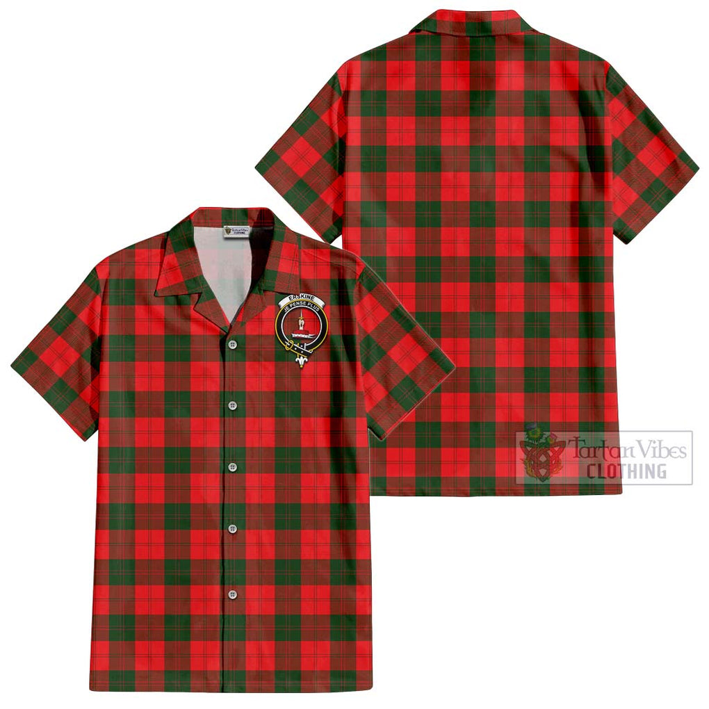 Erskine Modern Tartan Cotton Hawaiian Shirt with Family Crest Kid - Tartan Vibes Clothing