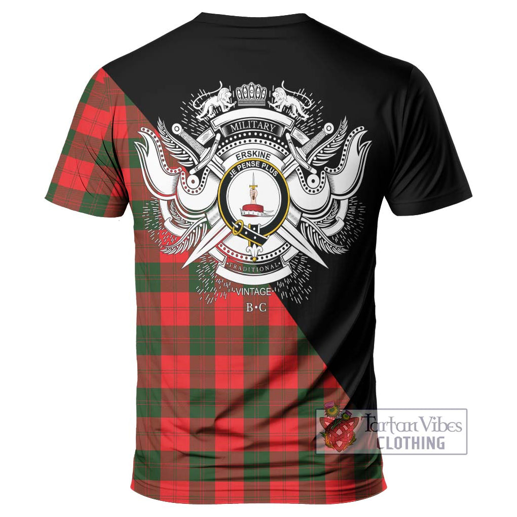 Erskine Modern Tartan T-Shirt with Family Crest and Military Logo Style - Tartanvibesclothing Shop