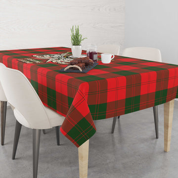 Erskine Modern Tartan Tablecloth with Clan Crest and the Golden Sword of Courageous Legacy