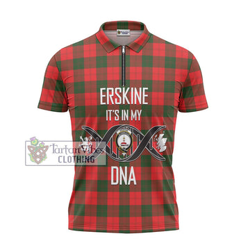 Erskine Modern Tartan Zipper Polo Shirt with Family Crest DNA In Me Style