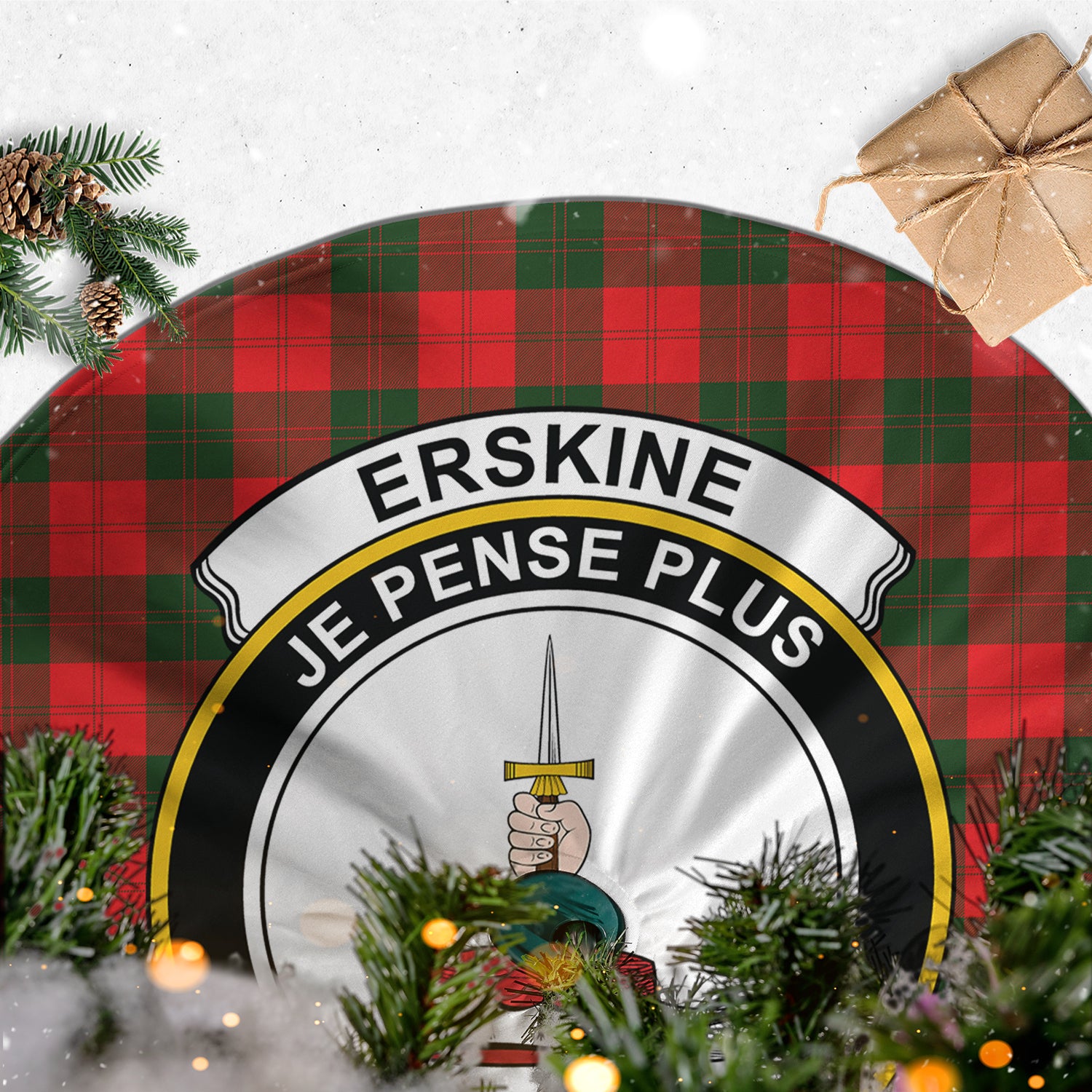 Erskine Modern Tartan Christmas Tree Skirt with Family Crest - Tartanvibesclothing