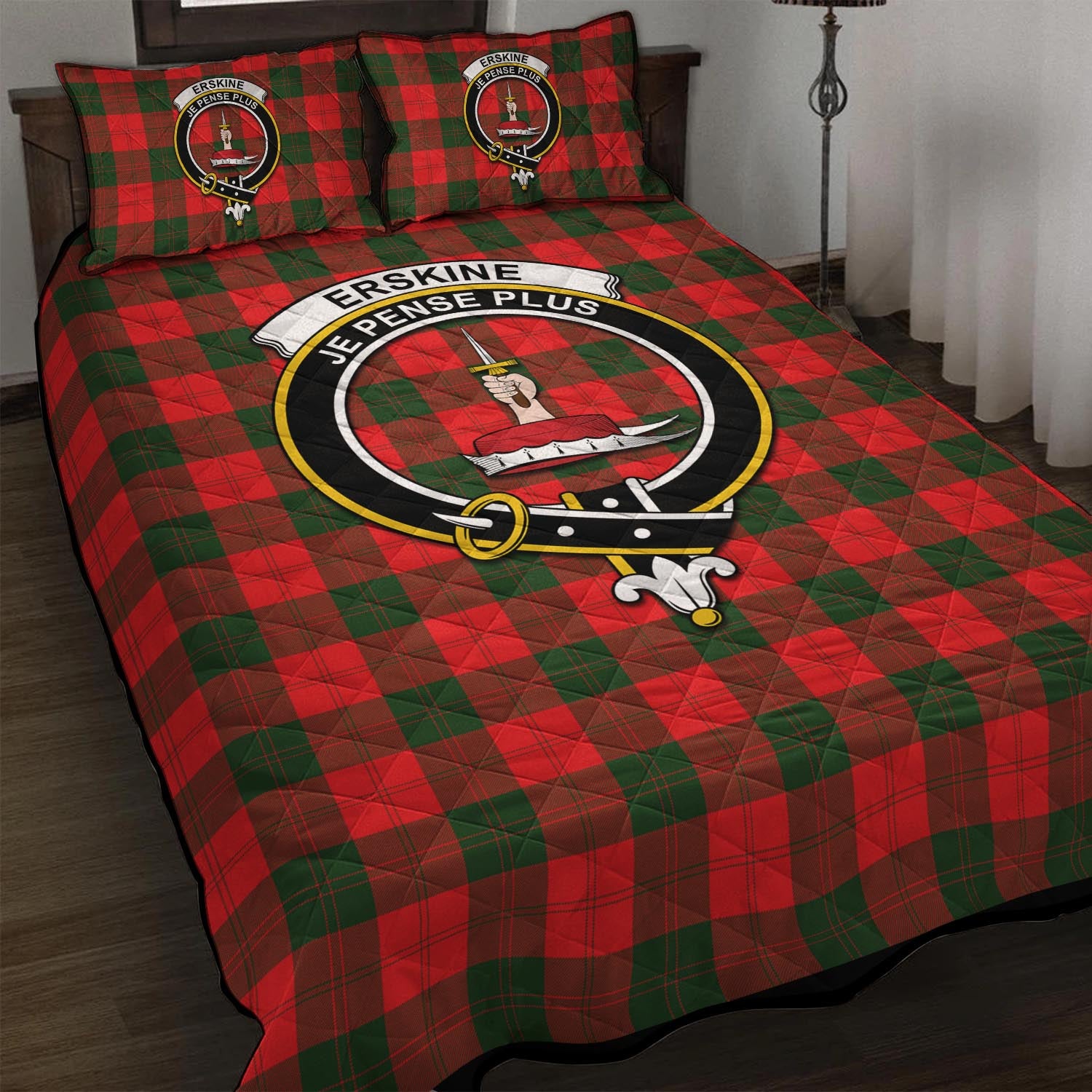 Erskine Modern Tartan Quilt Bed Set with Family Crest - Tartan Vibes Clothing