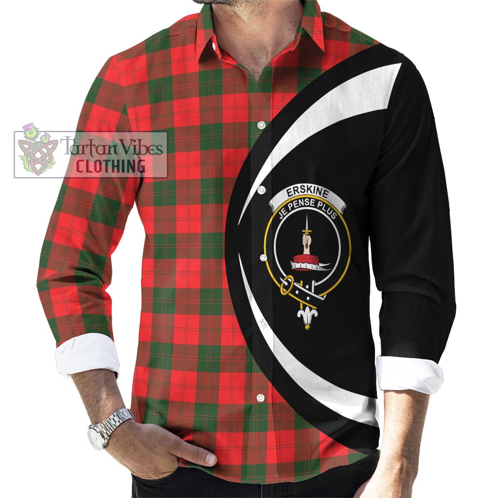 Erskine Modern Tartan Long Sleeve Button Up with Family Crest Circle Style - Tartan Vibes Clothing