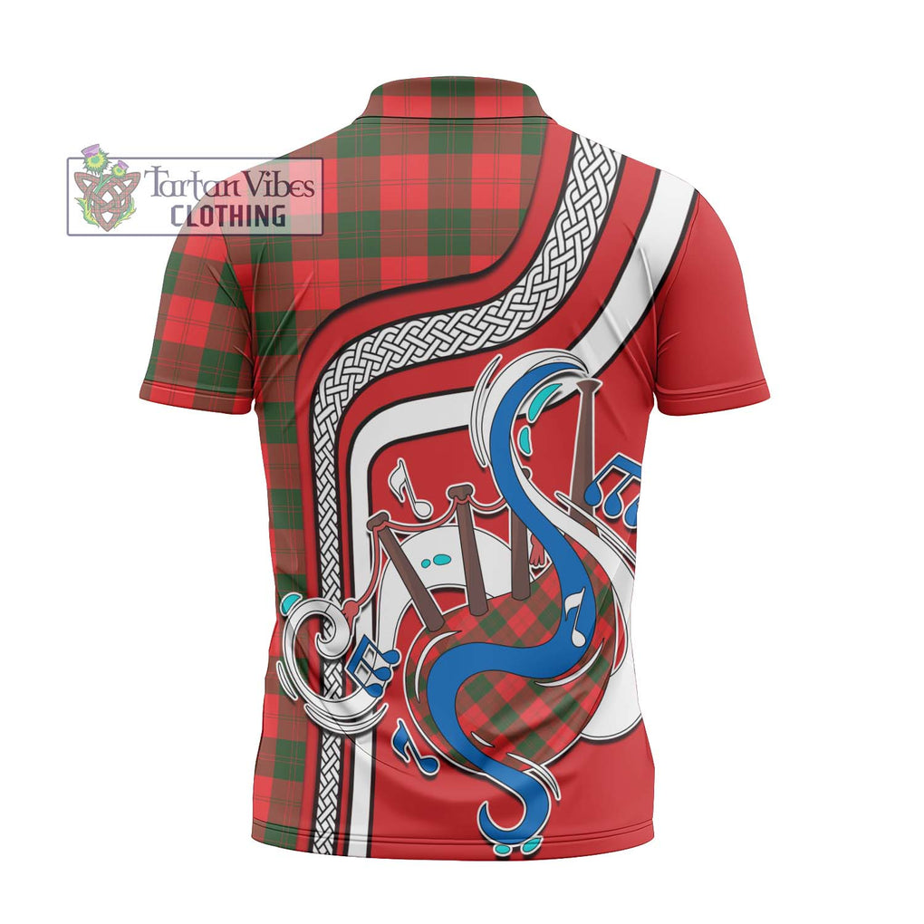 Erskine Modern Tartan Zipper Polo Shirt with Epic Bagpipe Style - Tartanvibesclothing Shop