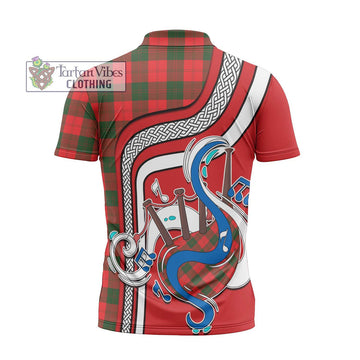 Erskine Modern Tartan Zipper Polo Shirt with Epic Bagpipe Style