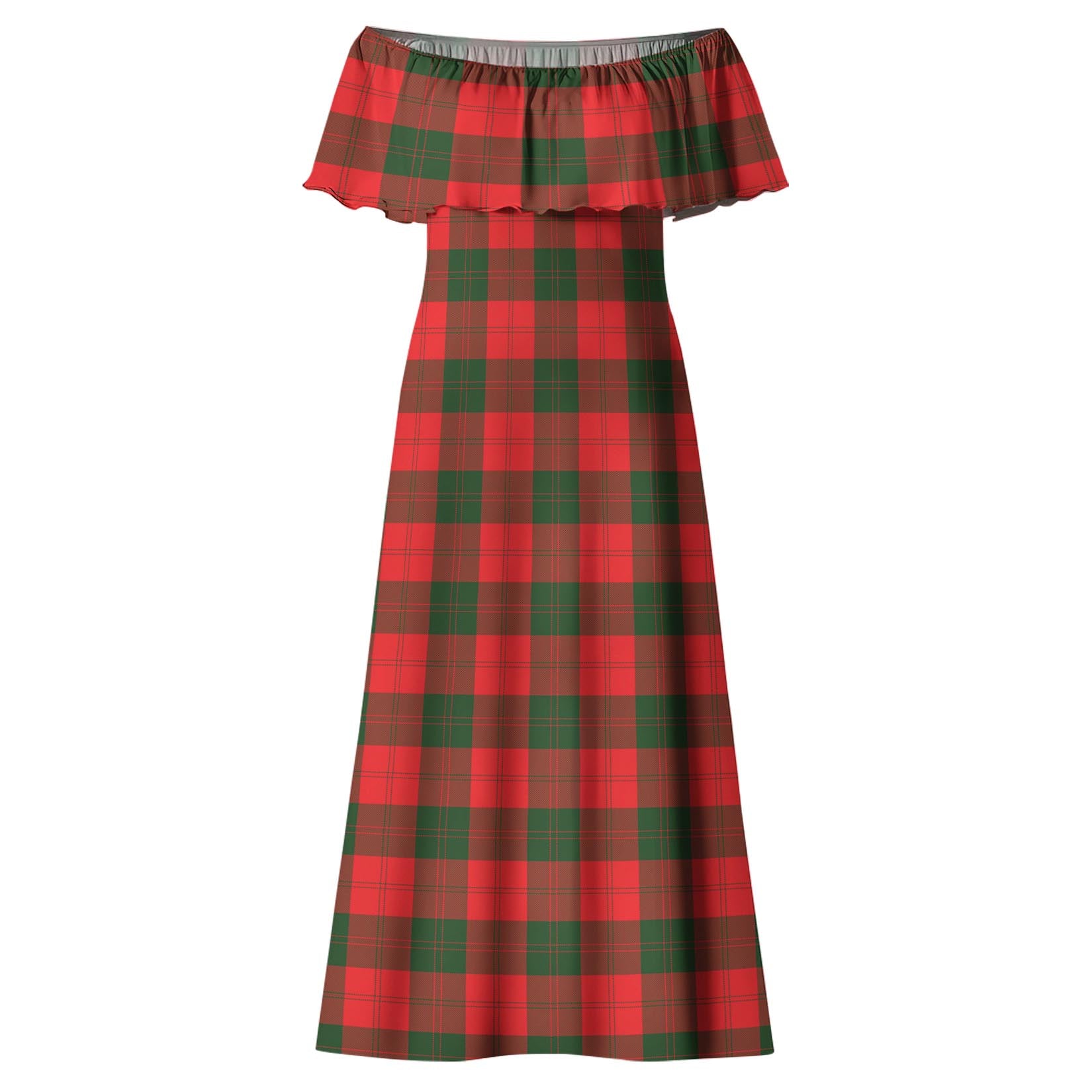 Erskine Modern Tartan Off Shoulder Long Dress - Tartanvibesclothing