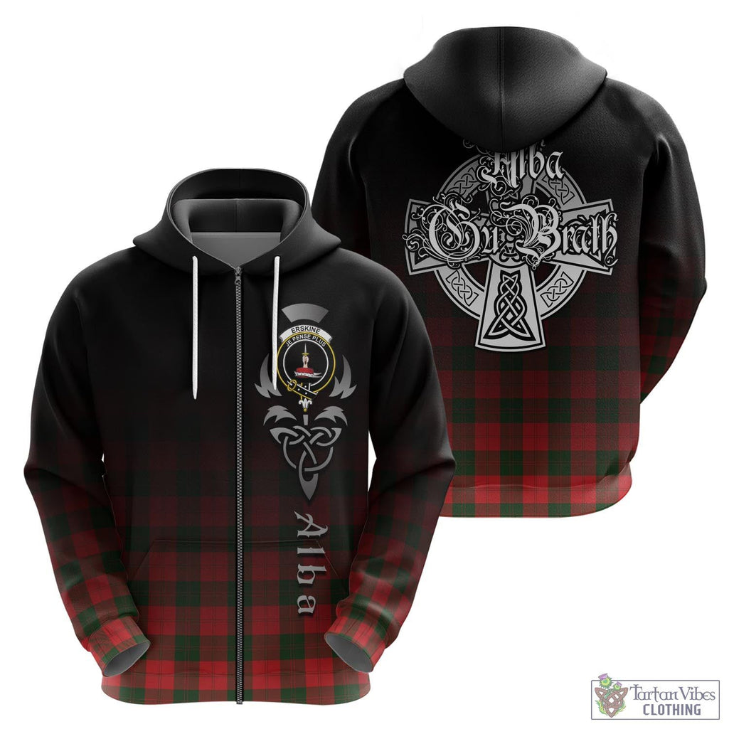 Tartan Vibes Clothing Erskine Modern Tartan Hoodie Featuring Alba Gu Brath Family Crest Celtic Inspired