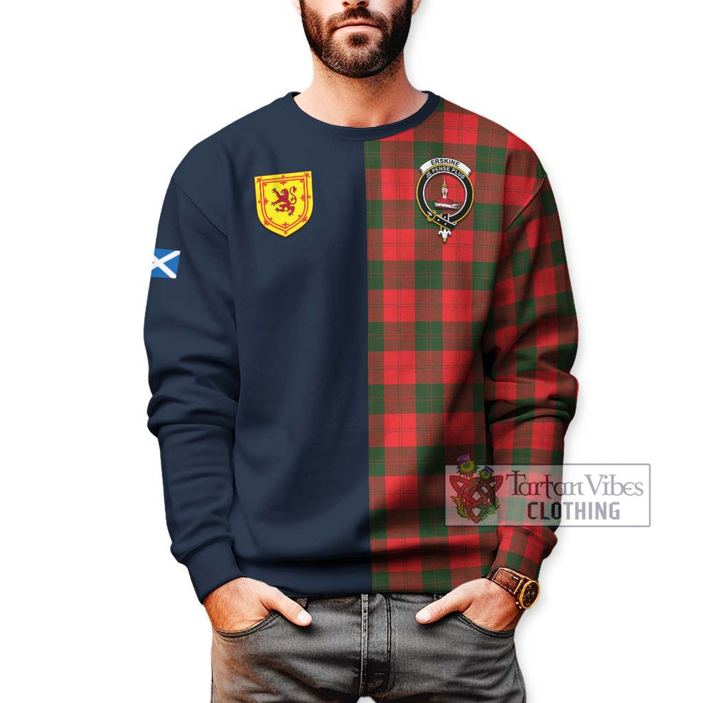 Tartan Vibes Clothing Erskine Modern Tartan Sweatshirt with Scottish Lion Royal Arm Half Style