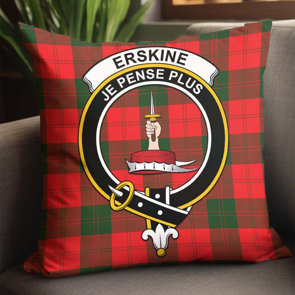 Erskine Modern Tartan Pillow Cover with Family Crest - Tartanvibesclothing