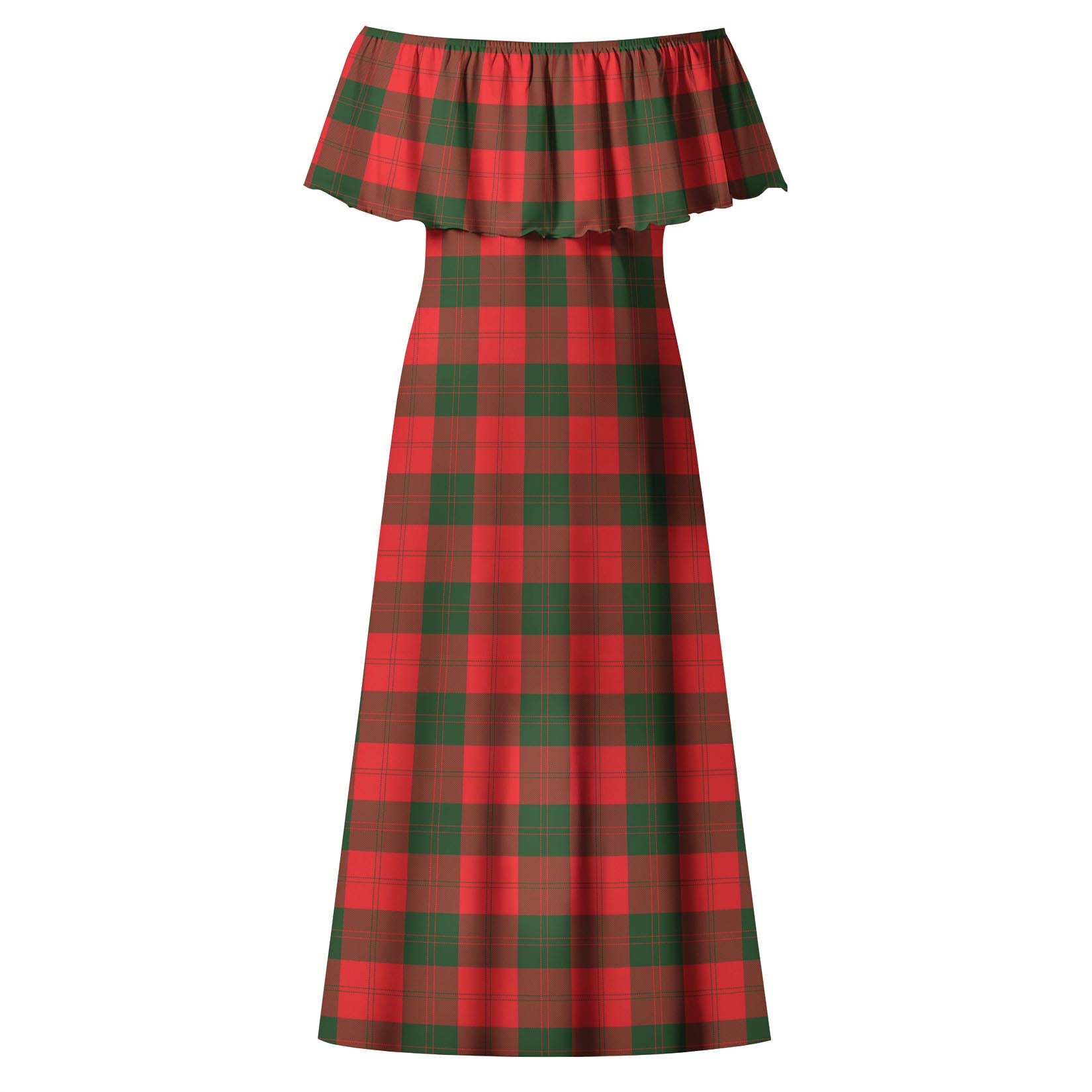 Erskine Modern Tartan Off Shoulder Long Dress - Tartanvibesclothing