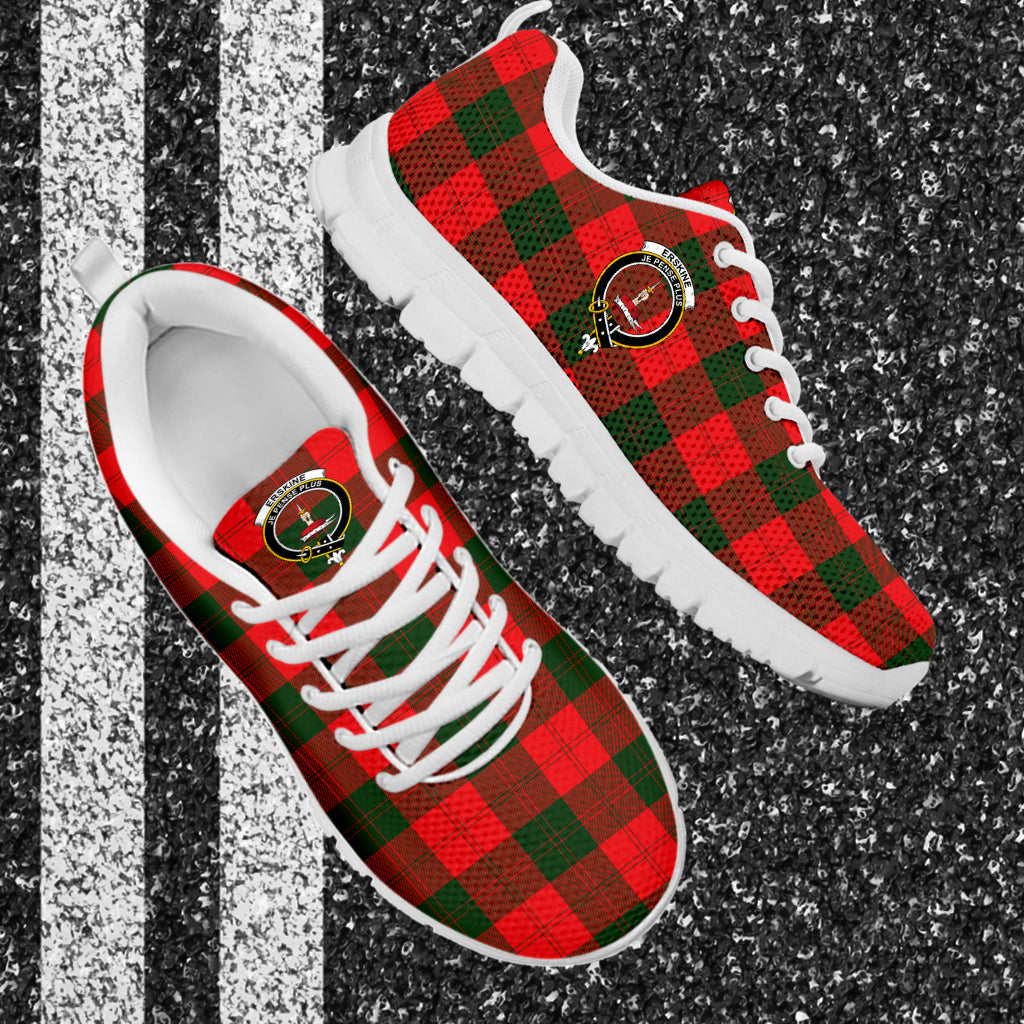 Erskine Modern Tartan Sneakers with Family Crest - Tartan Vibes Clothing