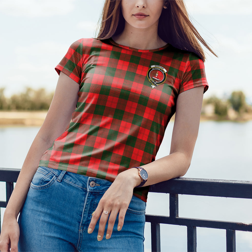 Erskine Modern Tartan T-Shirt with Family Crest - Tartan Vibes Clothing