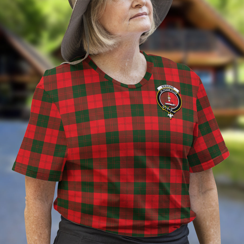 Erskine Modern Tartan T-Shirt with Family Crest - Tartan Vibes Clothing