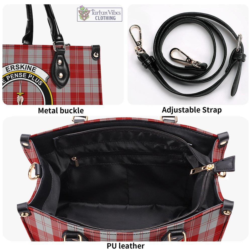 Tartan Vibes Clothing Erskine Red Tartan Luxury Leather Handbags with Family Crest