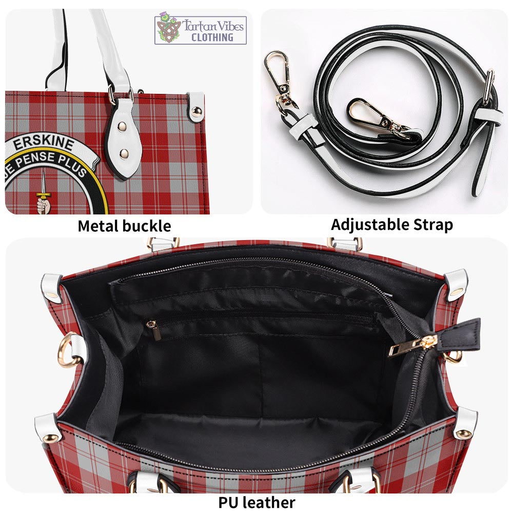 Tartan Vibes Clothing Erskine Red Tartan Luxury Leather Handbags with Family Crest