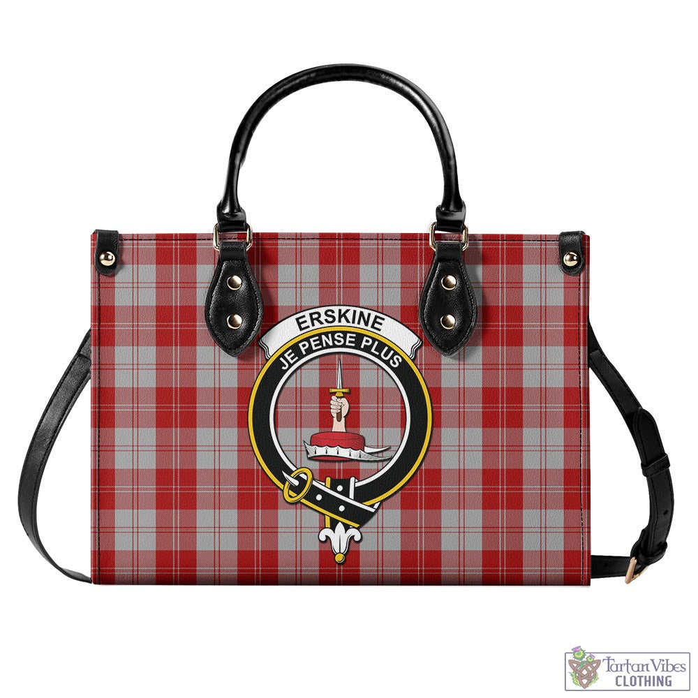 Tartan Vibes Clothing Erskine Red Tartan Luxury Leather Handbags with Family Crest