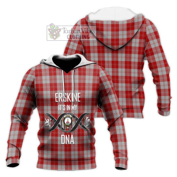 Erskine Red Tartan Knitted Hoodie with Family Crest DNA In Me Style