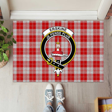 Erskine Red Tartan Door Mat with Family Crest