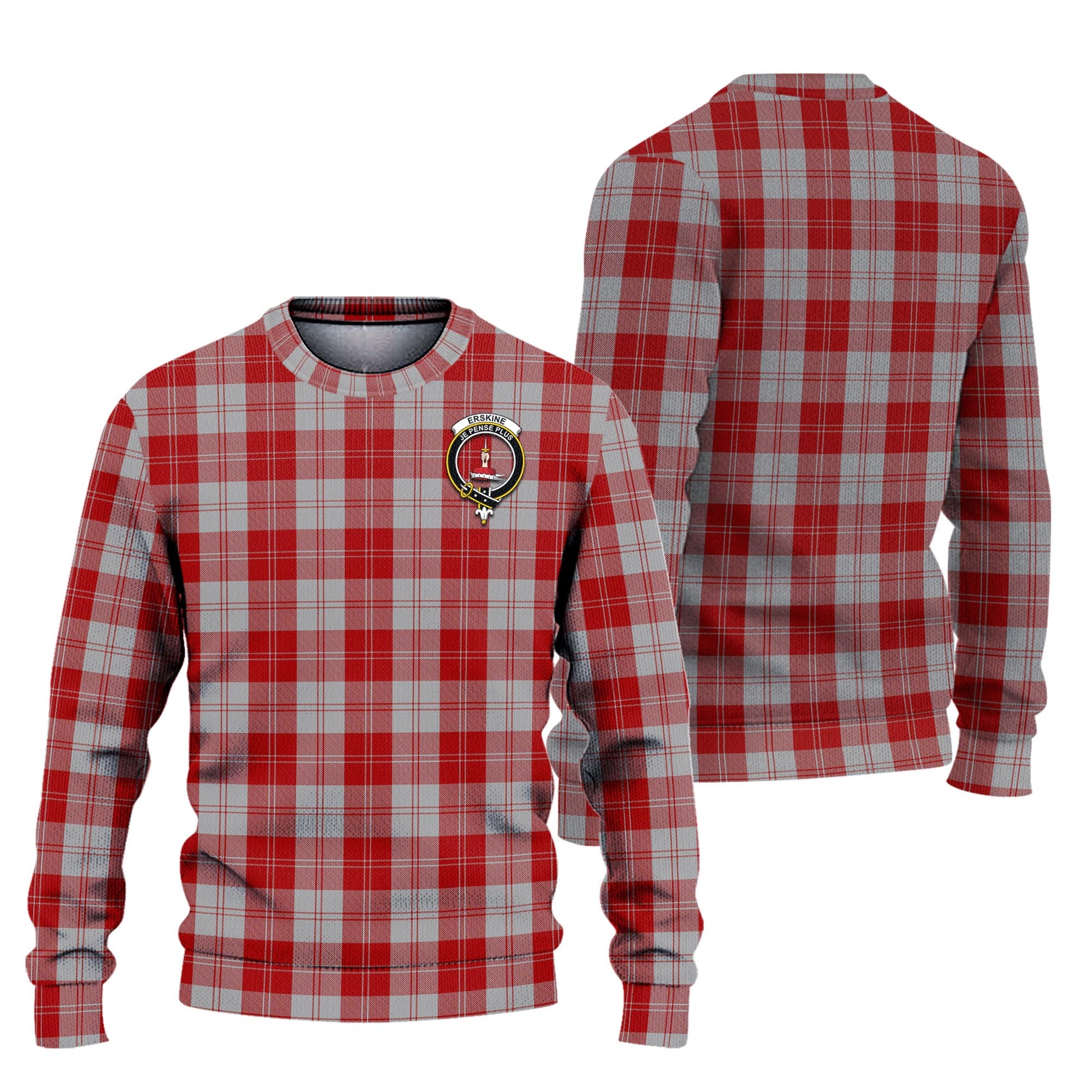 Erskine Red Tartan Knitted Sweater with Family Crest Unisex - Tartanvibesclothing