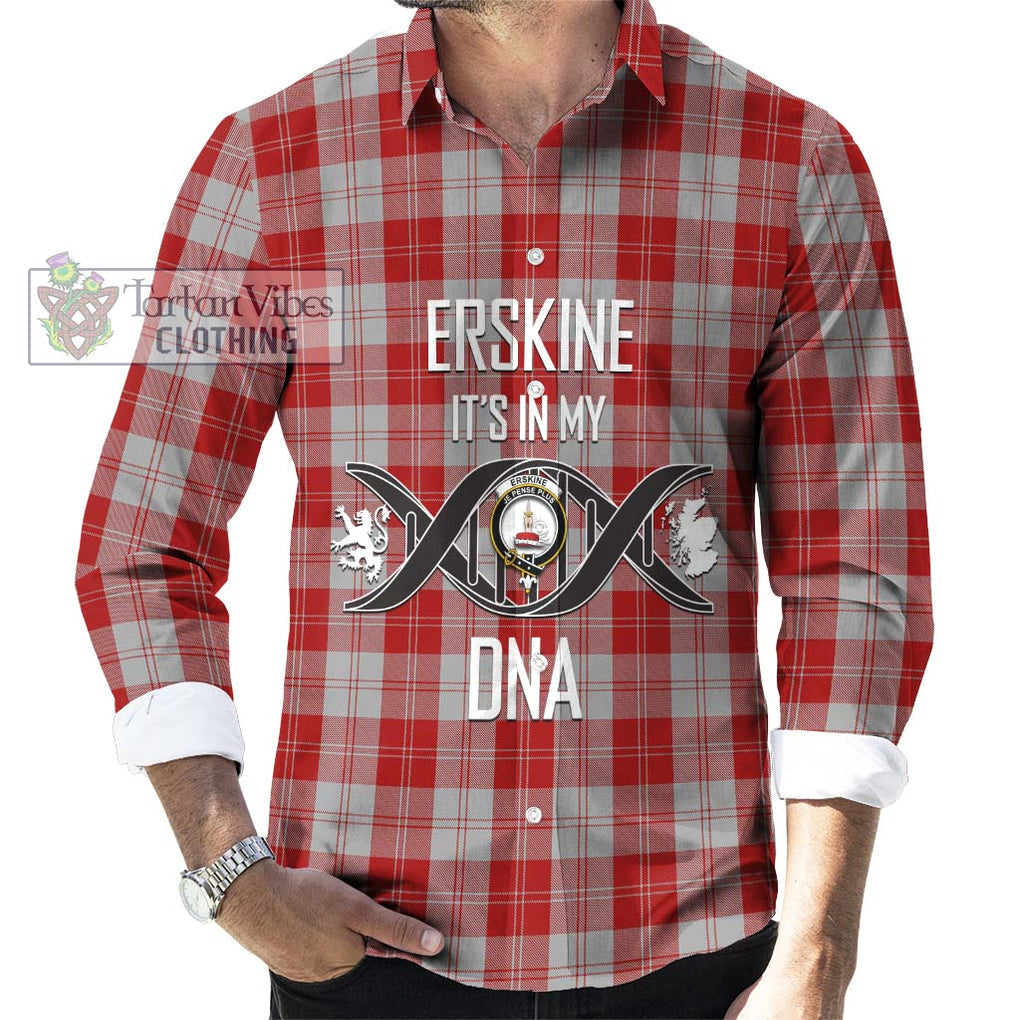 Erskine Red Tartan Long Sleeve Button Shirt with Family Crest DNA In Me Style Men's Shirt S - Tartanvibesclothing Shop