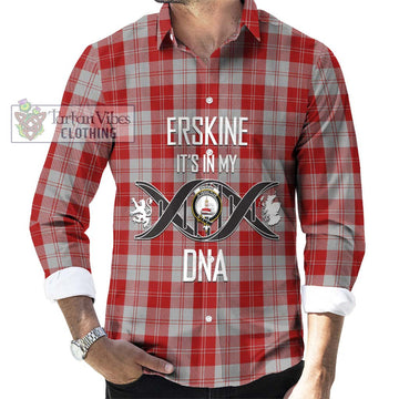 Erskine Red Tartan Long Sleeve Button Shirt with Family Crest DNA In Me Style