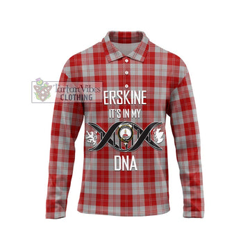 Erskine Red Tartan Long Sleeve Polo Shirt with Family Crest DNA In Me Style