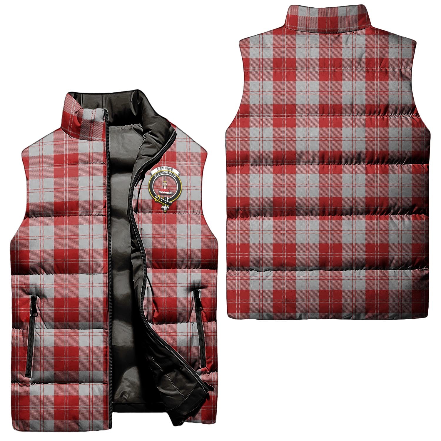 Erskine Red Tartan Sleeveless Puffer Jacket with Family Crest Unisex - Tartanvibesclothing