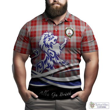 Erskine Red Tartan Polo Shirt with Alba Gu Brath Regal Lion Emblem