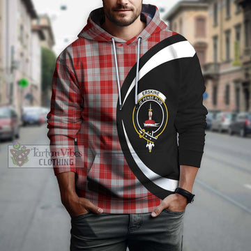 Erskine Red Tartan Hoodie with Family Crest Circle Style