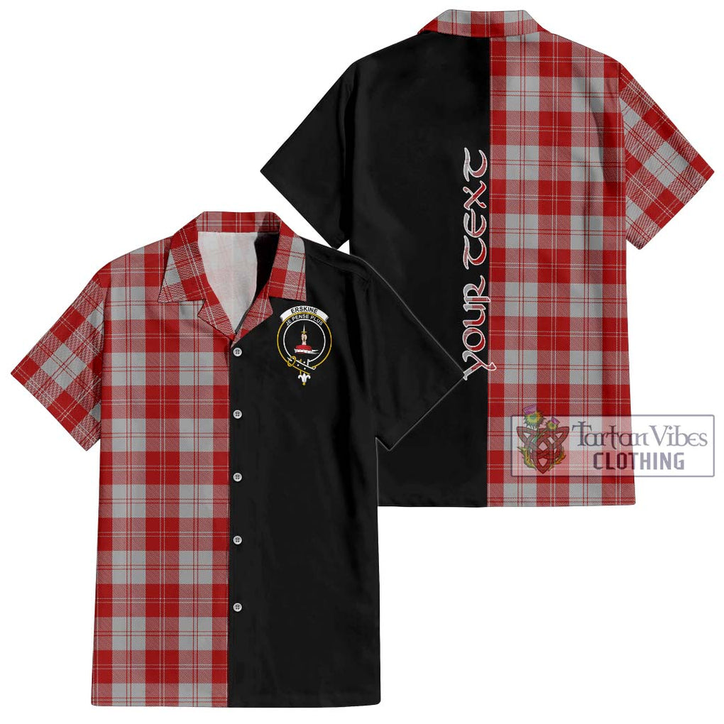 Erskine Red Tartan Short Sleeve Button Shirt with Family Crest and Half Of Me Style Kid - Tartanvibesclothing Shop