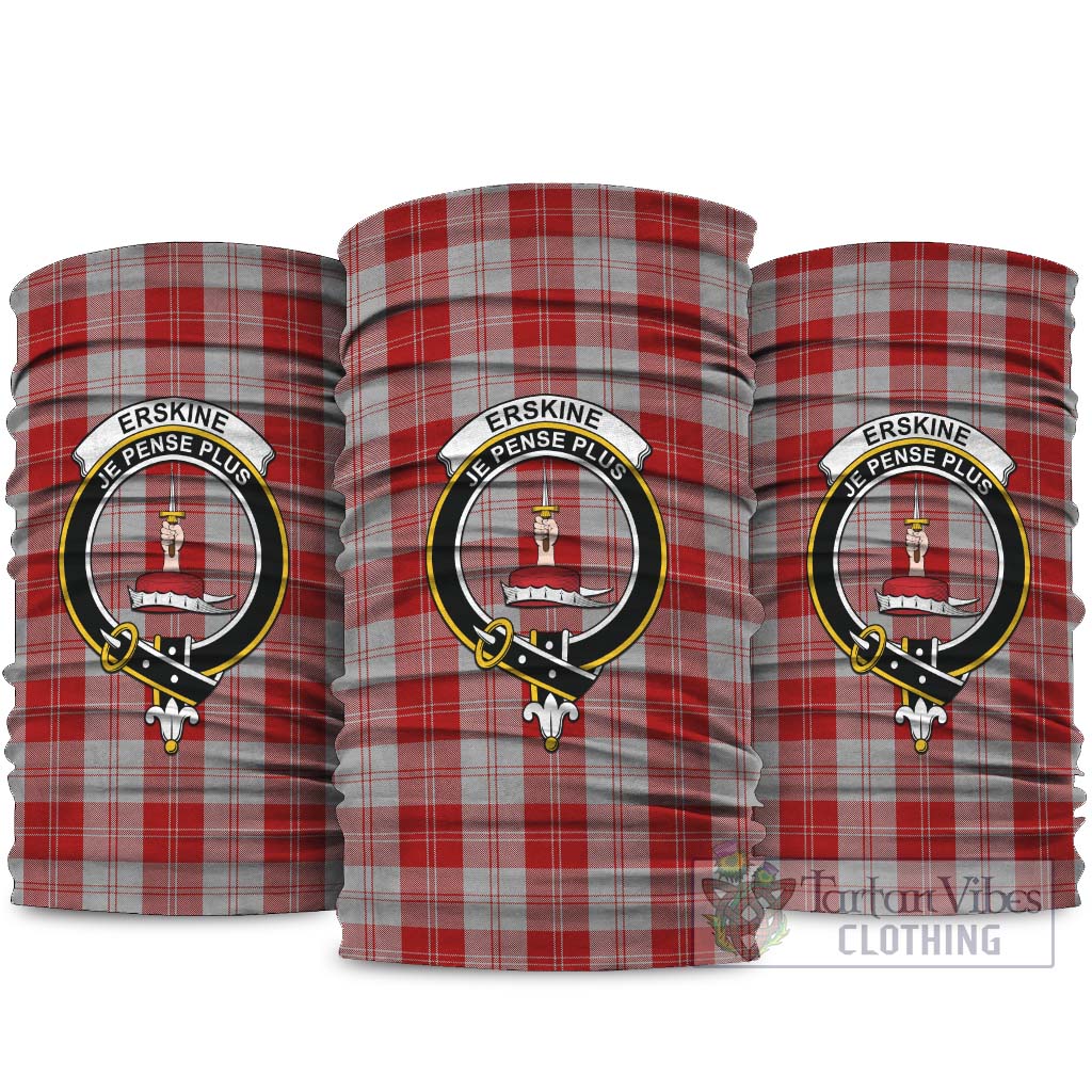 Erskine Red Tartan Neck Gaiters, Tartan Bandanas, Tartan Head Band with Family Crest