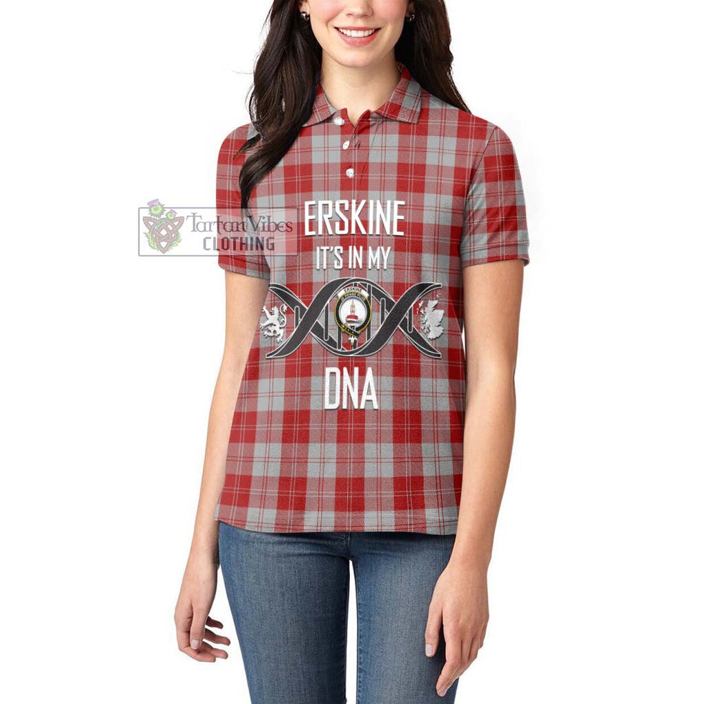 Erskine Red Tartan Women's Polo Shirt with Family Crest DNA In Me Style Women - Tartanvibesclothing Shop