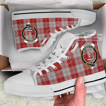 Erskine Red Tartan High Top Shoes with Family Crest