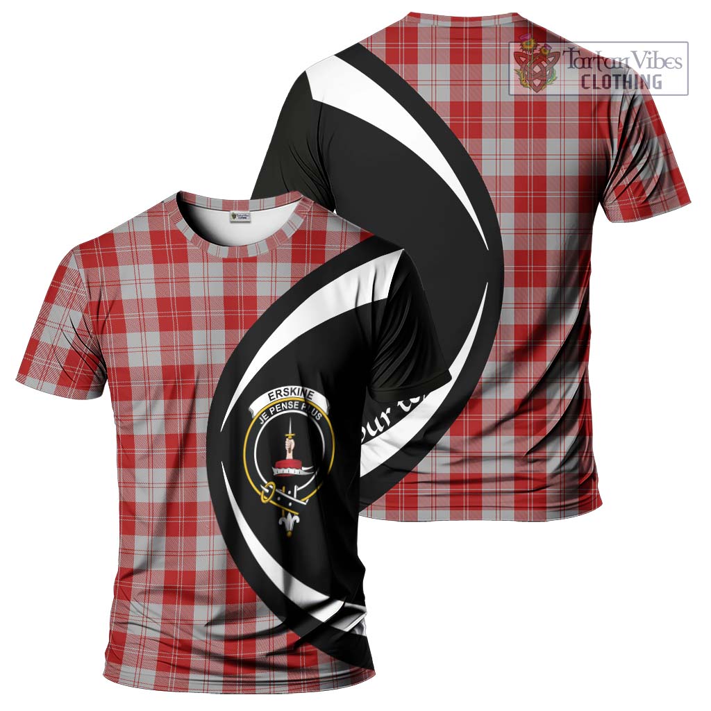 Tartan Vibes Clothing Erskine Red Tartan T-Shirt with Family Crest Circle Style