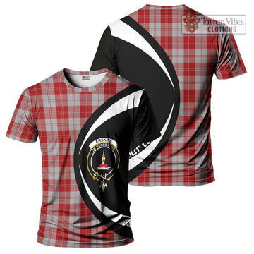 Erskine Red Tartan T-Shirt with Family Crest Circle Style