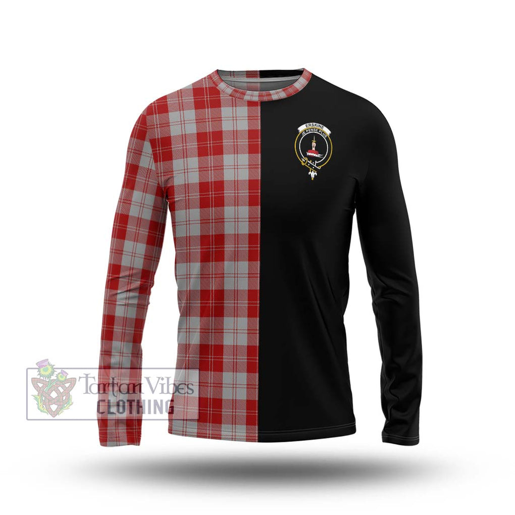 Erskine Red Tartan Long Sleeve T-Shirt with Family Crest and Half Of Me Style Unisex - Tartanvibesclothing Shop