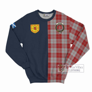 Erskine Red Tartan Sweatshirt Alba with Scottish Lion Royal Arm Half Style