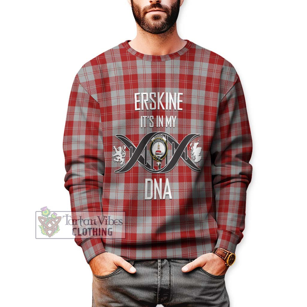 Erskine Red Tartan Sweatshirt with Family Crest DNA In Me Style Unisex - Tartanvibesclothing Shop